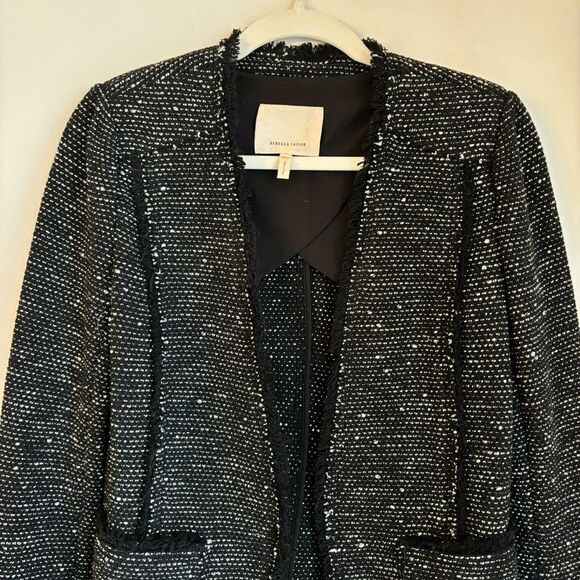 Rebecca Taylor Women tweed Rae hem blazer suit jacket pockets size 6 - EUC! - Picture 2 of 11